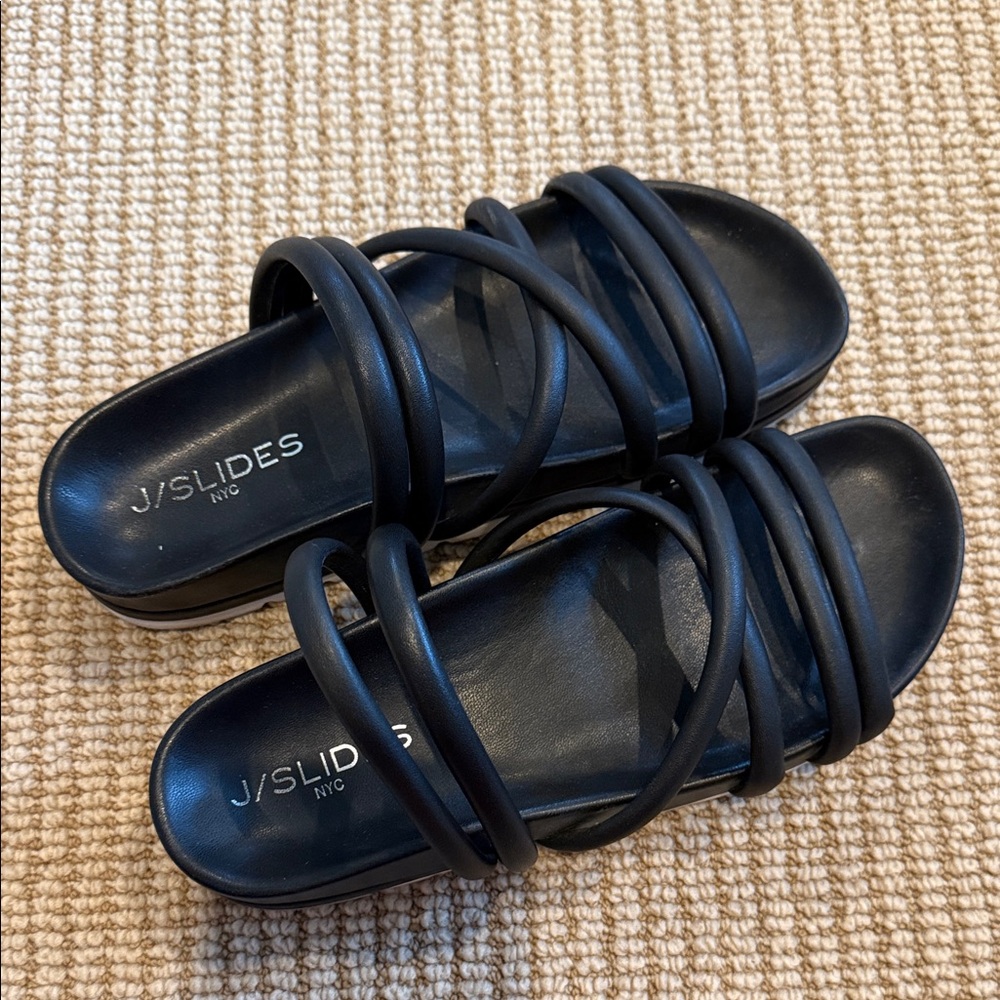 J/SLIDES Black Multi-Strap Sandals